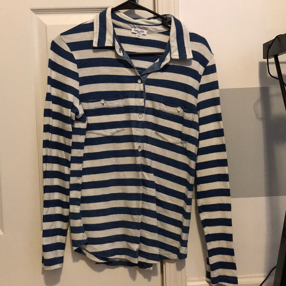 Blue and white striped shirt
